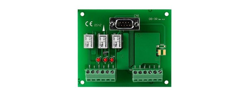 DB-3R、DB-3R/DIN – 3-ch 数位输入端子, 3-ch 继电器输出端子板(DIN-rail 安装), 供 WDT-03 使用