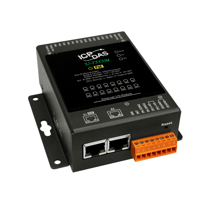 OPC UA I/O Module with 8-ch DI, 8-ch DO and 2-port Ethernet Switch